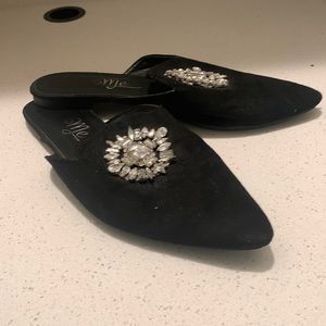 Black Slides with Crystal Emblems.